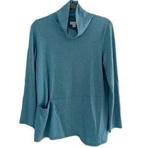 J. Jill PureJill Luxe Tencel Blue Beach Coastal Tunic Top Small‎ Granola Hiking